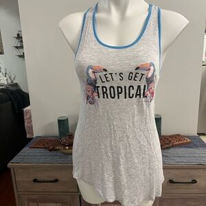 About a girl “Let’s get tropical” grey tank